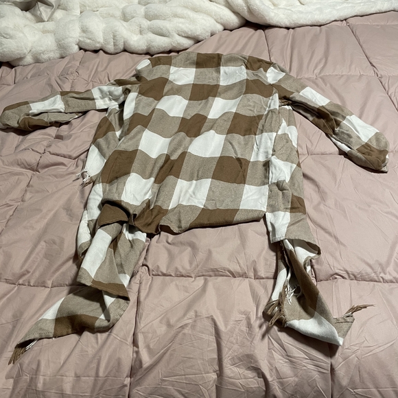 Maurices Brown and White Plaid Cardigan - Picture 2 of 3